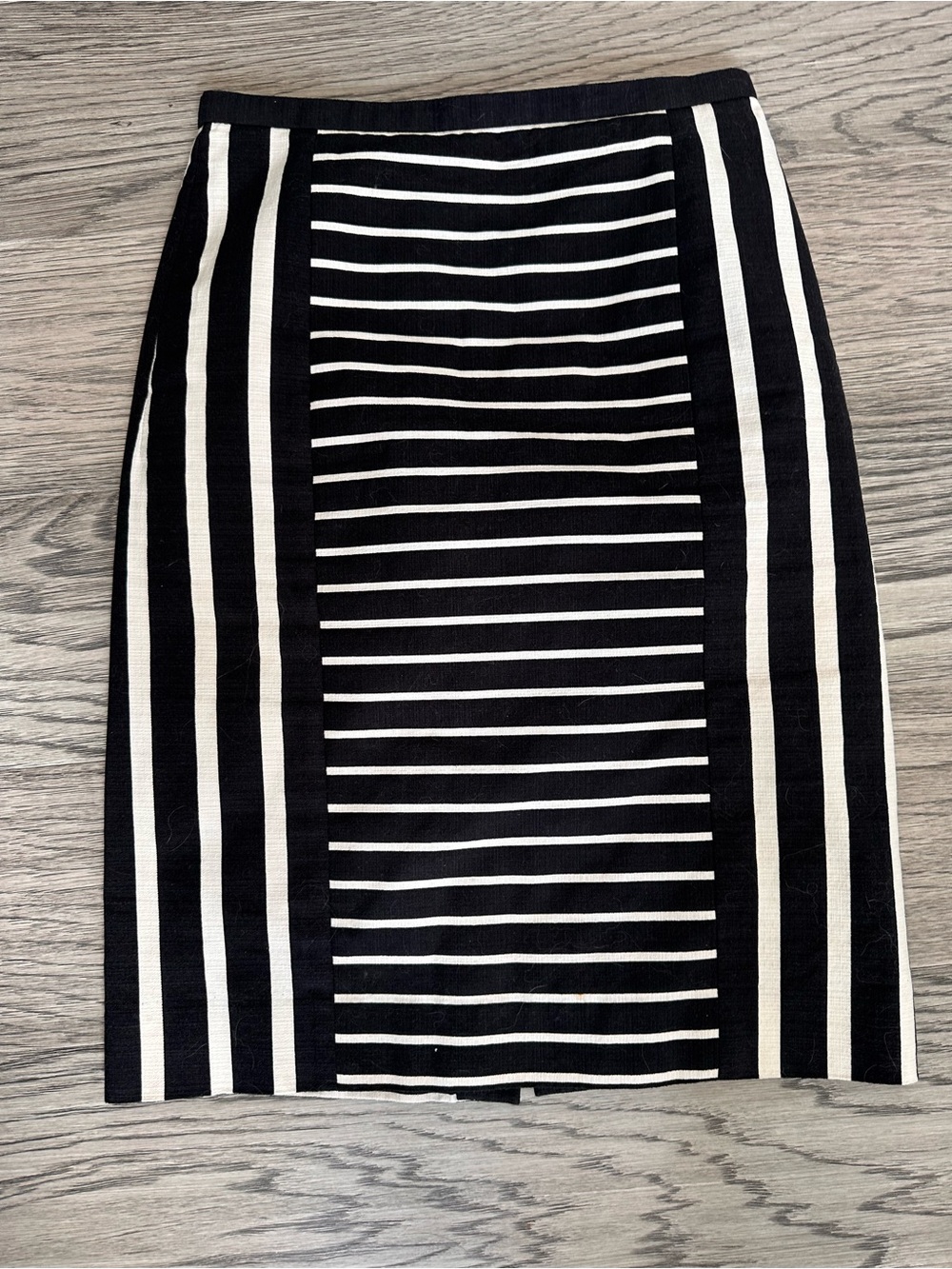 J. Crew Black and White Striped Pencil Skirt